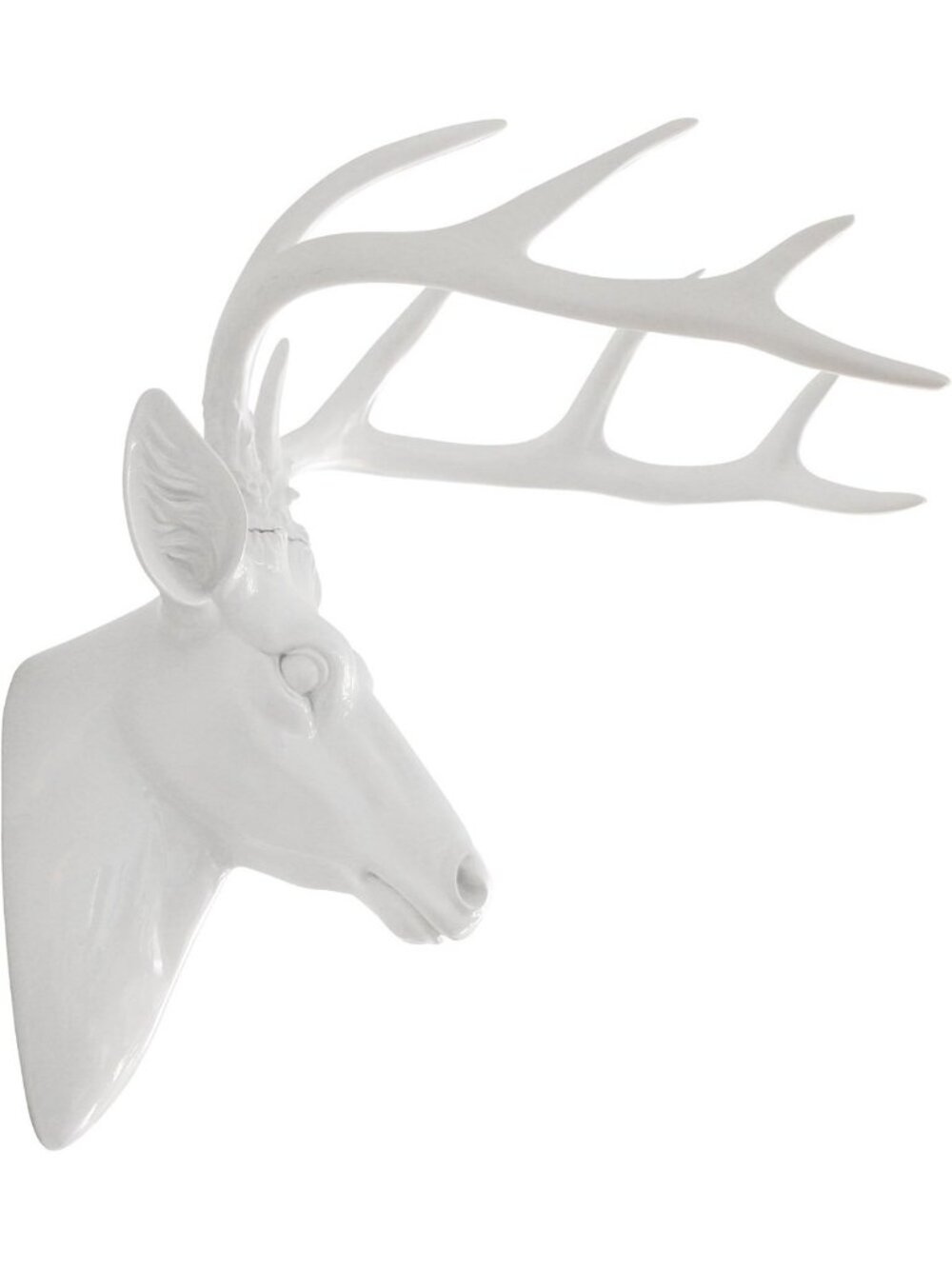 Large White Faux Taxidermy Deer Antler Wall Art | Modern Stag Head Sculpture